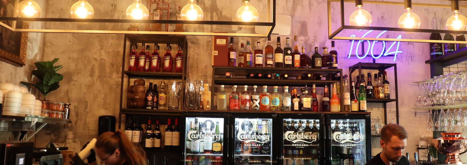 Bottles of different liquor in a bar